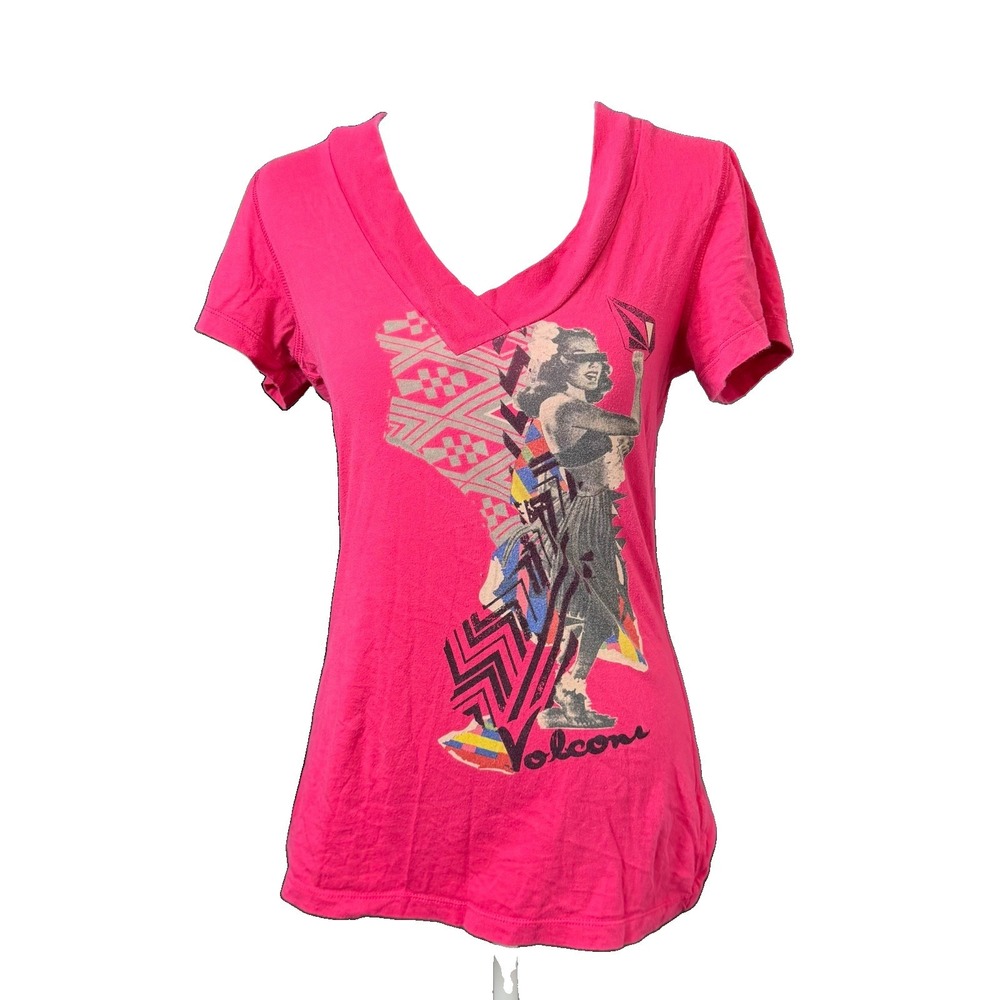 Volcom Y2K Hawaiian Juniors Tee, Pink Women's Size Medium Volcom Skate Surf Tee